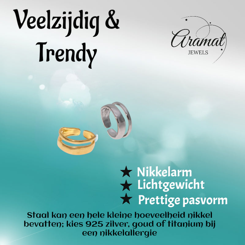 Minimalistische Open Ring Geometrisch (Verstelbaar RVS)