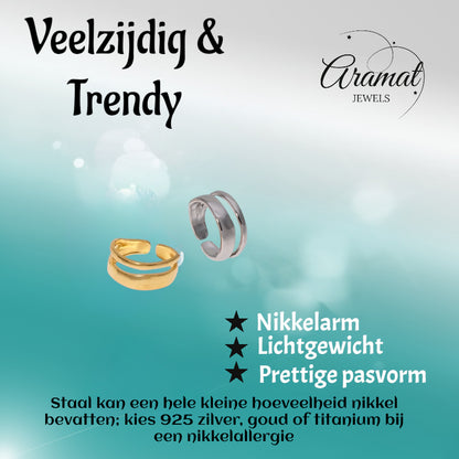 Minimalistische Open Ring Geometrisch (Verstelbaar RVS)