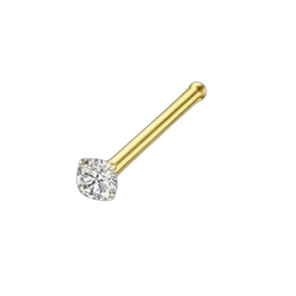 Goudkleurige Neuspiercing Transparante Zirkonia – Recht Staafje 1.5mm 2mm 2.5mm 3mm