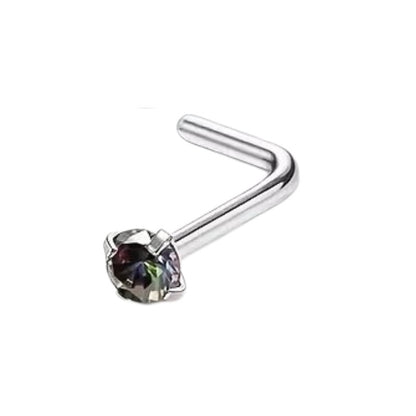 Stalen Neuspiercing Ronde Zirkonia 2mm – L-Staafje Meerdere Kleuren