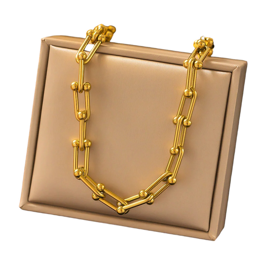 U-Schakel Ketting met Bolletjes 40+5cm - Staal