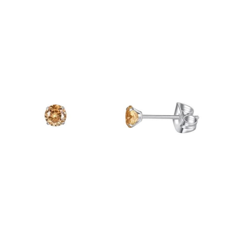 Titanium oorbellen champagne zirkonia