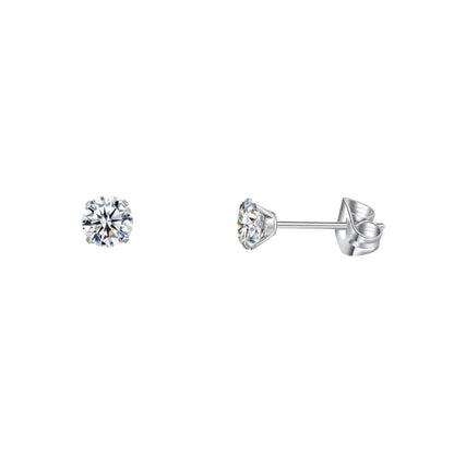 Elegante Titanium Oorbellen Met transparante Zirkonia
