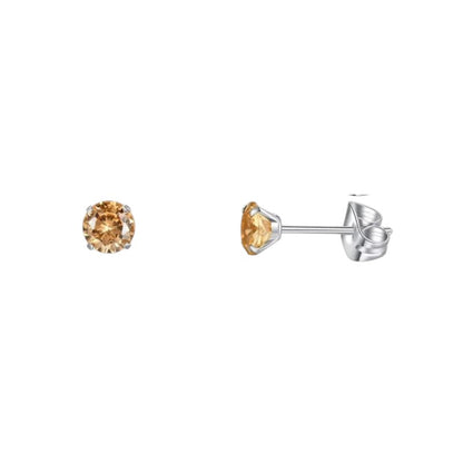 Titanium oorbellen champagne zirkonia