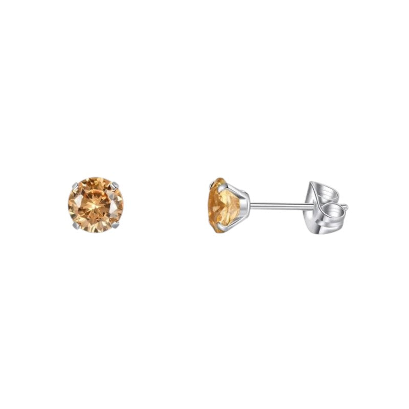 Titanium oorbellen champagne zirkonia