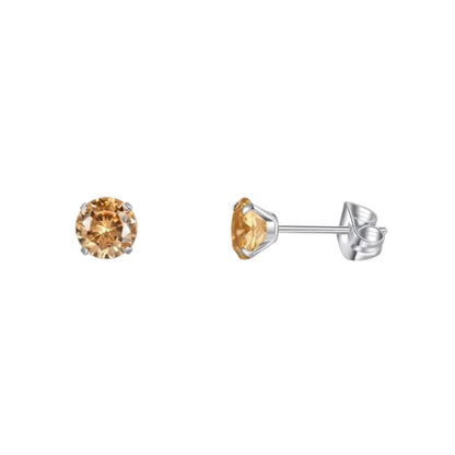Titanium oorbellen champagne zirkonia