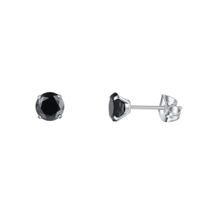 Titanium Oorbellen met Zwarte Zirkonia