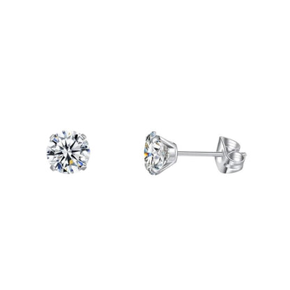 Elegante Titanium Oorbellen Met transparante Zirkonia