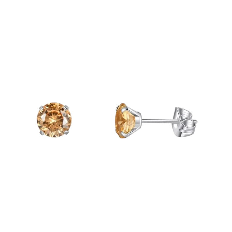 Titanium oorbellen champagne zirkonia