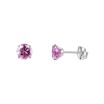 Titanium Oorbellen Met roze Zirkonia