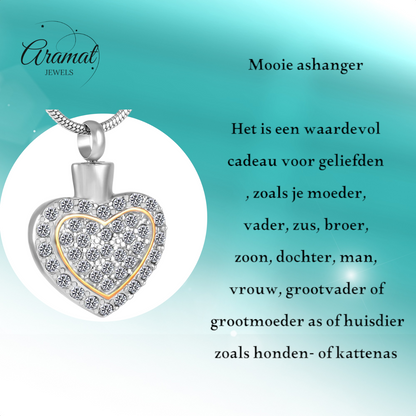 Sprankelend hart as-sieraad staal met kristal