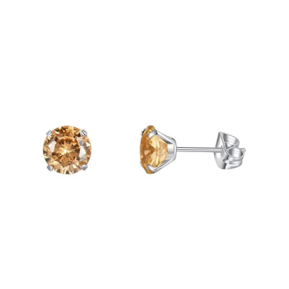 Titanium oorbellen champagne zirkonia