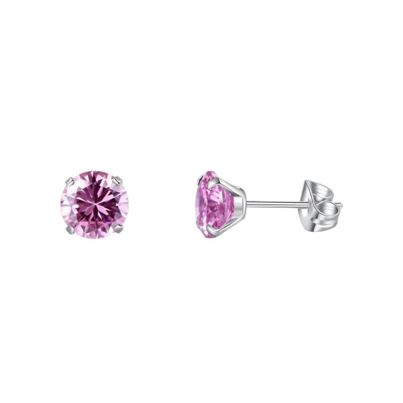 Titanium Oorbellen Met roze Zirkonia