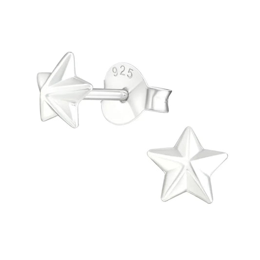 925 Sterling Zilveren 3D Sterretjes Oorknopjes 5mm - Aramat Jewels - Oorbellen - cadeautip