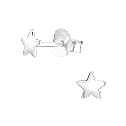 925 Sterling Zilveren Platte Sterretjes Oorknopjes 4mm - Aramat Jewels - Oorbellen - cadeautip