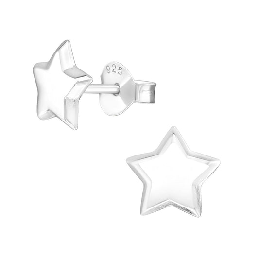 925 Sterling Zilveren Sterretjes Oorknopjes 8mm – Hoogglans Gepolijst - Aramat Jewels - Oorbellen - cadeautip