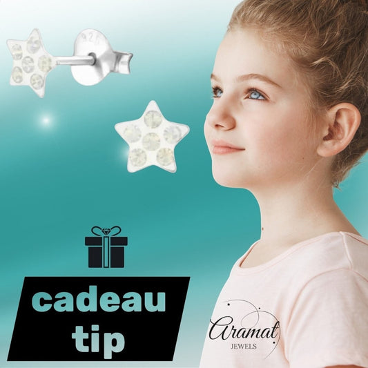 925 Sterling Zilveren Sterretjes Oorknopjes met Opaal Wit Kristal 5mm - Aramat Jewels - Oorbellen - cadeautip