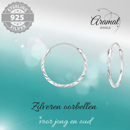 925 Zilveren Bewerkte Oorringen 20x1mm - oor1725 - 15041 - Oorringen kopen# - 1mm - 20mm