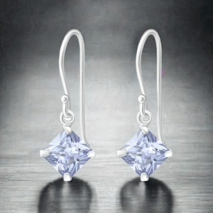 925 Zilveren Oorhangers Lila Zirkonia - Kinder Oorbellen - oor1170 - 1092 - Oorhangers kopen# - 15mm - 925 Zilver - alles