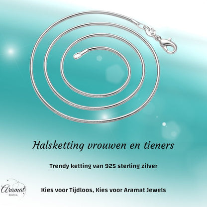 925 Zilveren Slangenketting 45 - 60cm - Tijdloze Snake Chain Ketting - Aramat Jewels - Halskettingen - cadeautip