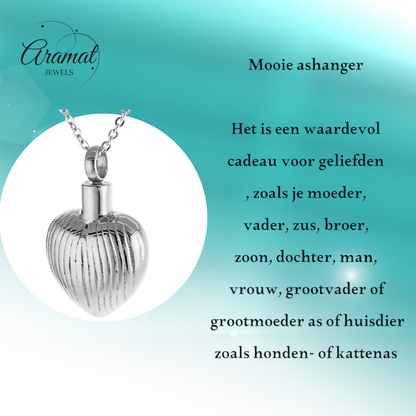 Pendentif cœur argenté – rayures et souvenirs