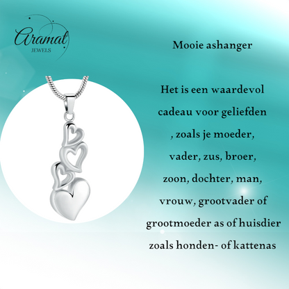 Pendentif quatre cœurs – bijou de deuil symbolique en acier