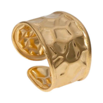 Brede Verstelbare Damesring met Geometrisch Design - 15mm RVS