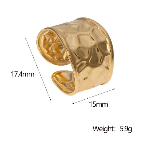 Brede Verstelbare Damesring met Geometrisch Design - 15mm RVS