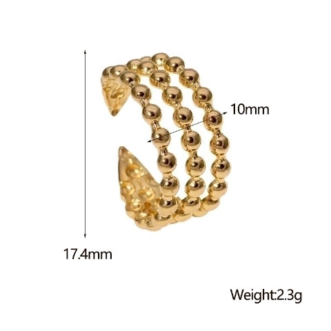 Open Ring RVS met Drie Bolletjeslijnen (10 mm)