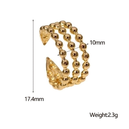 Open Ring RVS met Drie Bolletjeslijnen (10 mm)