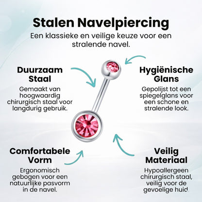 Sprankelende Zirkonia Navelpiercing - Chirurgisch Staal
