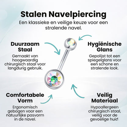 Sprankelende Zirkonia Navelpiercing - Chirurgisch Staal