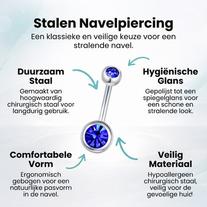 Sprankelende Zirkonia Navelpiercing - Chirurgisch Staal