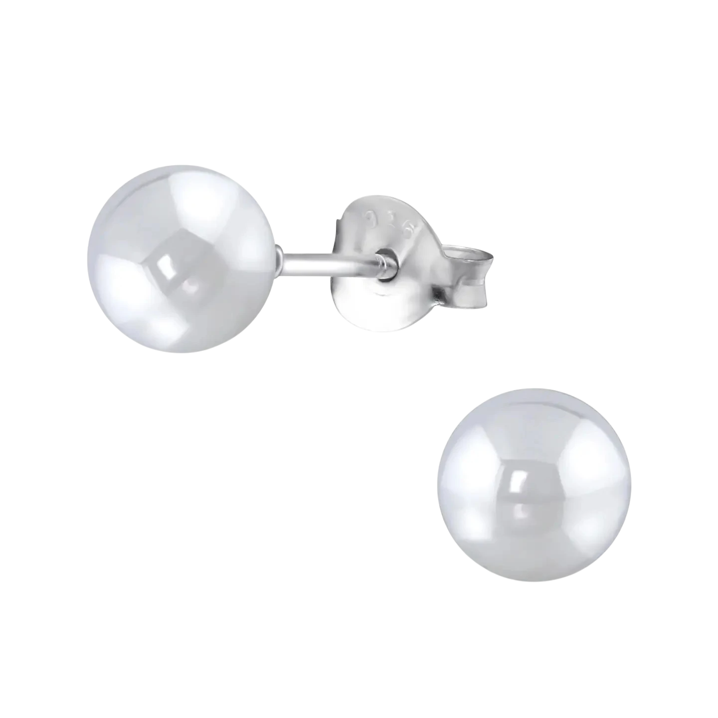 Oorbellen – Zilver Parel Lichtgrijs (6mm)