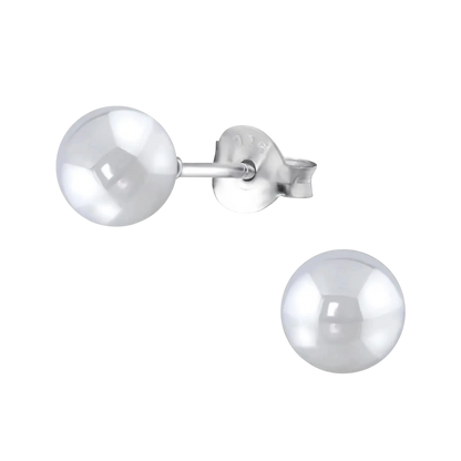Oorbellen – Zilver Parel Lichtgrijs (6mm)