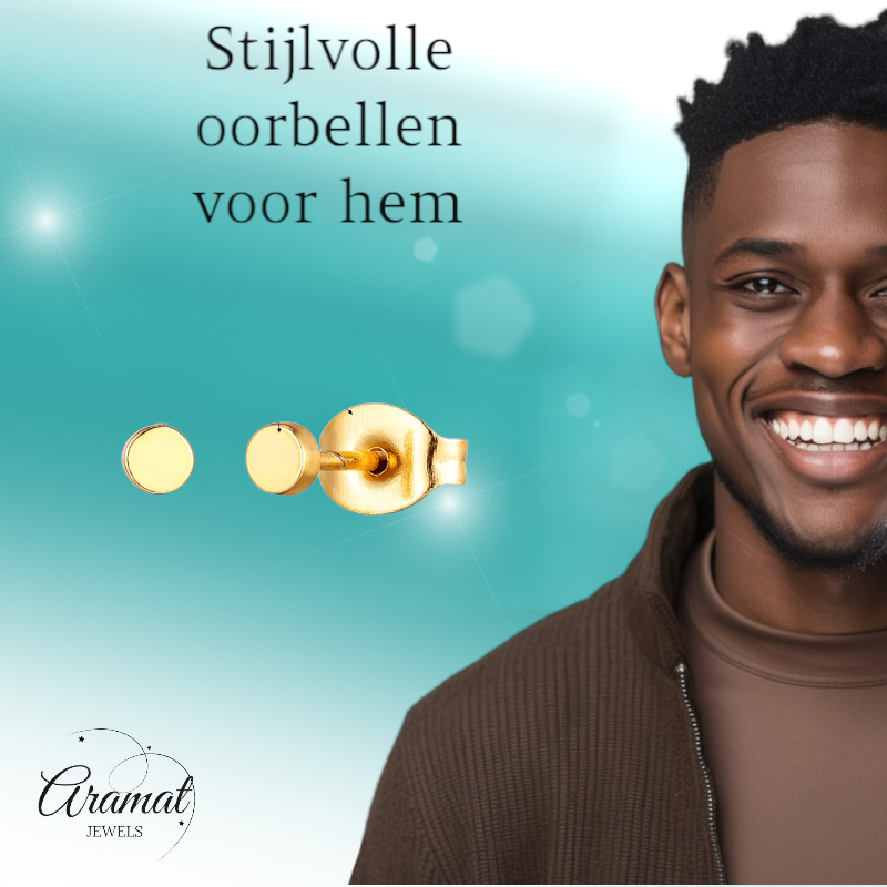 Boucles d'oreilles puces rondes dorées en acier inoxydable 3 mm