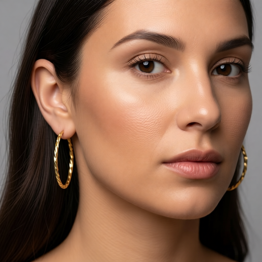 Goudkleurige RVS Swirl Hoepeloorbellen - 35 mm