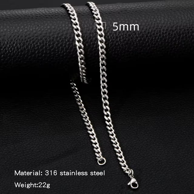 Collier gourmet moderne argenté en acier inoxydable