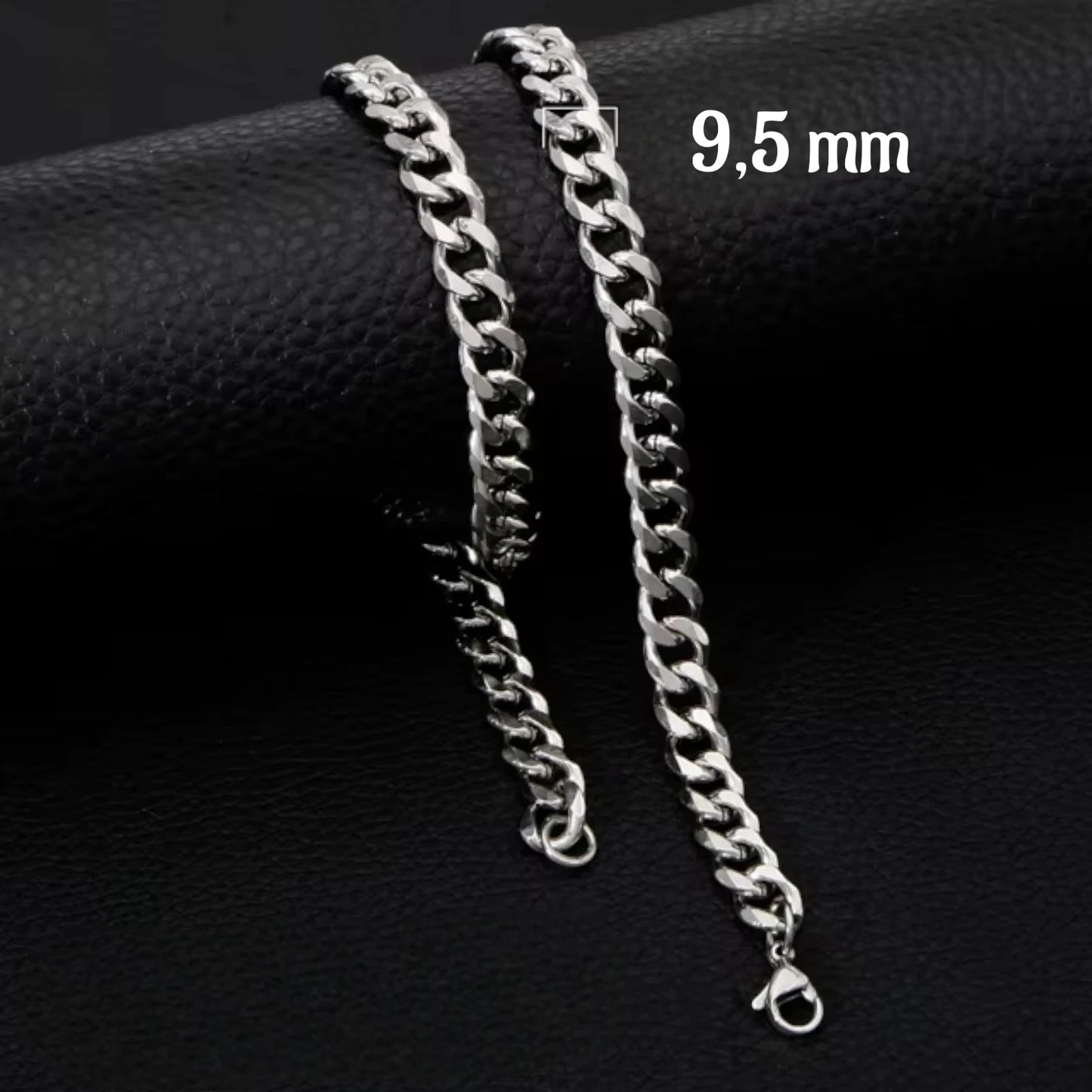 Collier gourmet moderne argenté en acier inoxydable