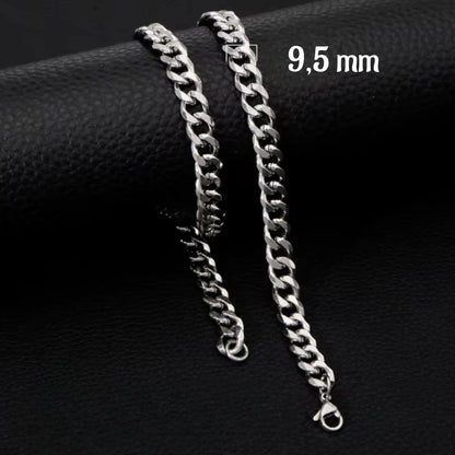 Collier gourmet moderne argenté en acier inoxydable