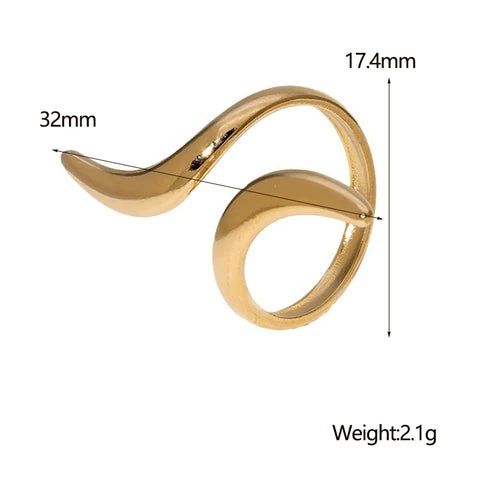 Grote Brede One Size Ring RVS met Lijnen Design (32 mm)