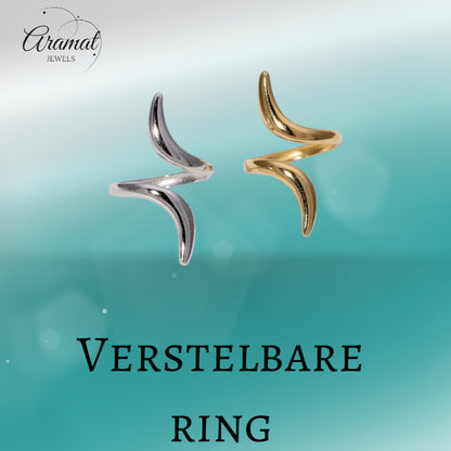Grote Brede One Size Ring RVS met Lijnen Design (32 mm)