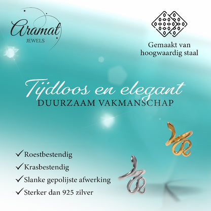 Grote Verstelbare Slangenring van RVS - 28mm Statement Ring