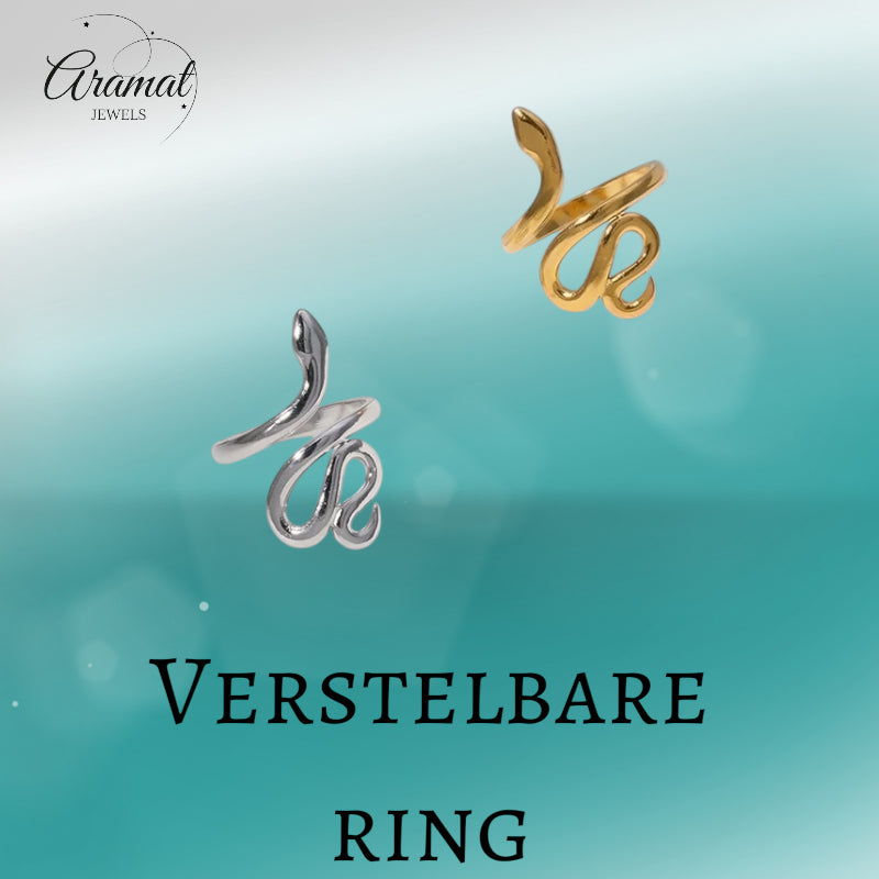 Grote Verstelbare Slangenring van RVS - 28mm Statement Ring