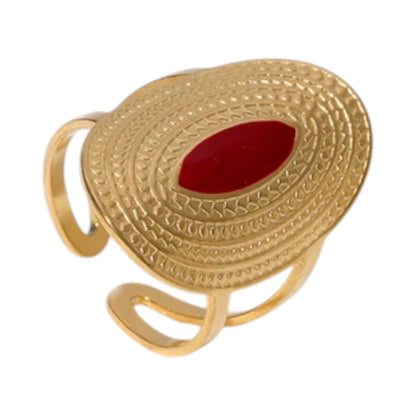 Grote Verstelbare RVS Ring Ovaal met Emaille - 28 mm