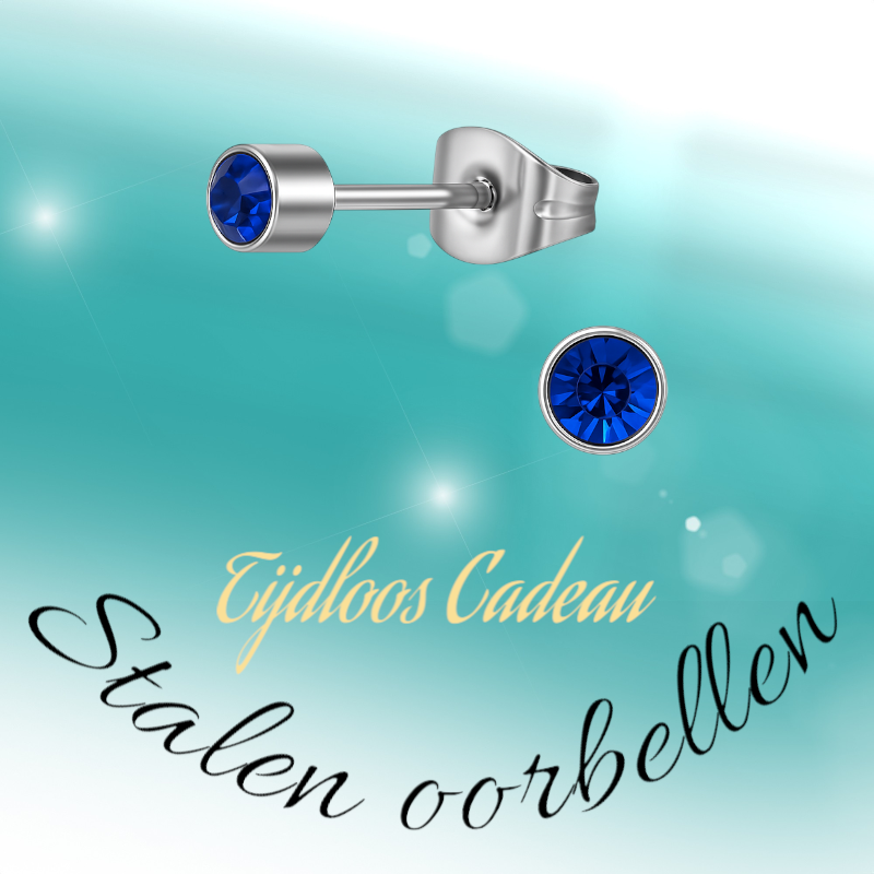 Boucles d'oreilles puces en cristal bleu royal – argent 4 mm