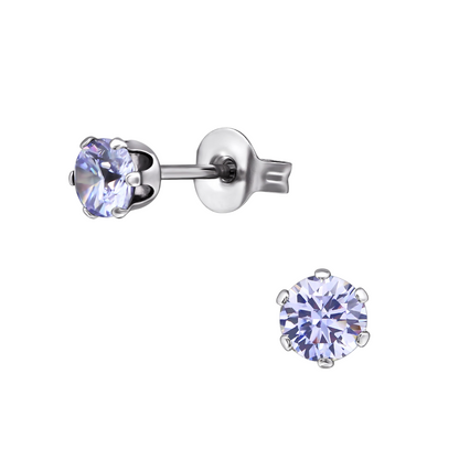 Boucles d'oreilles en zircone argentée 4 mm lilas