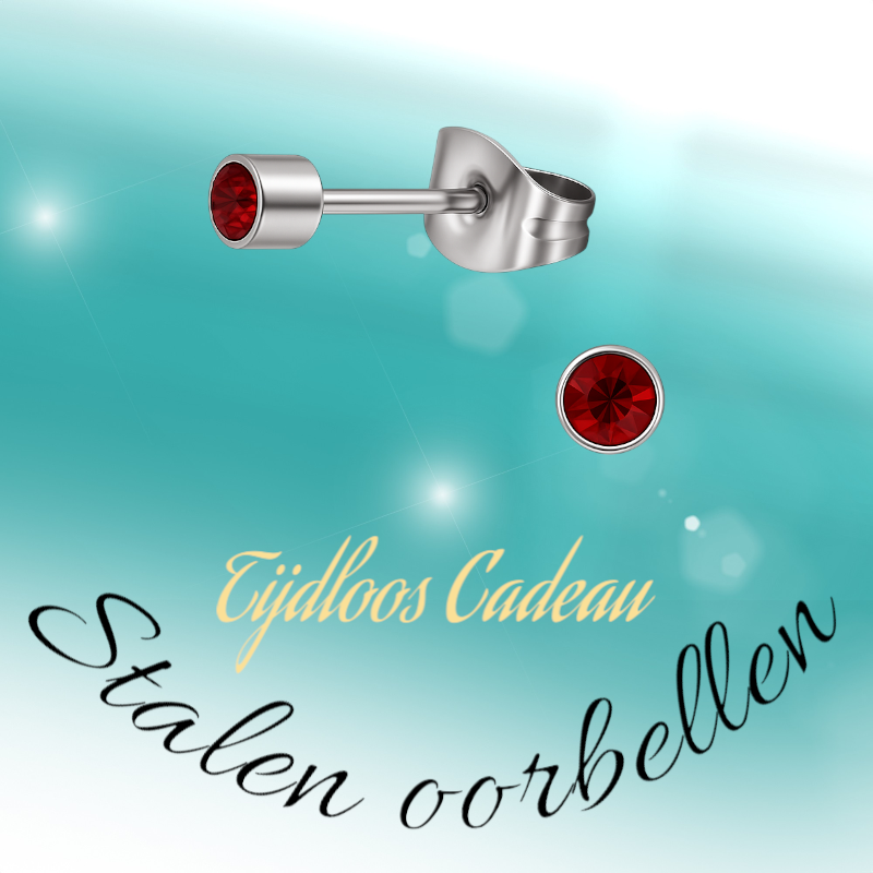 Mini boucles d'oreilles puces en cristal rouge grenat – 3 mm en acier inoxydable