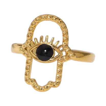 Open Ring RVS Hamsa Hand en Oog met Emaille (18 mm)