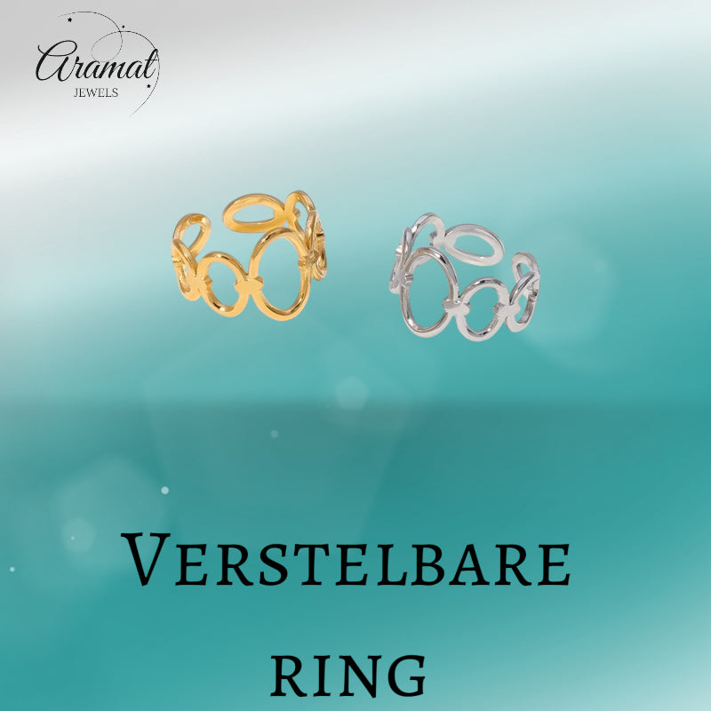 Open Ring RVS met Ovale Cirkelmotief (12 mm Breed)